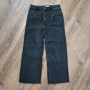 Vigoss Black Sailor Style Flare Cropped Ankle Length Women's Jeans, Size 28